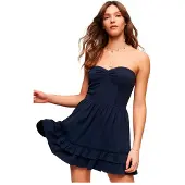 Superdry 50s Bandeaumini-jurk met Kant Blauw Grootte: 44