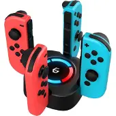Egogear - Premium Oplaadstation Geschikt voor 4 Switch Joy-Con Controllers - USB-C - Zwart