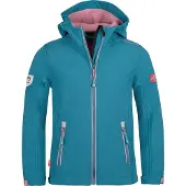 TROLLKIDS - Girl's Trollfjord Jacket - Softshelljack 140, turkoois