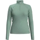 Smartwool Ondershirt Women Classic Thermal Merino Base Layer 1/4 Zip Hoodie Boxed Cascade Green Heather-L