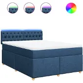 vidaXL Boxspringbed met matras, blauw, 160x200 cm, gestoffeerd