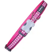Red Dingo Dog collar Bone Reflective Fuchsia (1,2 x 20-32 cm)