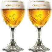 Grimbergen Bierglazen Op Voet 330 ml - Set van 2 - Modern Design Glas - Stevig en Duurzaam - Perfect voor Speciaalbier Liefhebbers