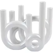 Present Time kandelaar rings large metallic white