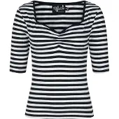 Hell Bunny - Rockabilly Shirt met lange mouwen - Warlock Top - XS tot 4XL - voor Vrouwen - zwart-wit - Maat XS