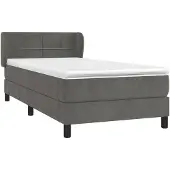 vidaXL Boxspring met matras fluweel donkergrijs 90x190 cm