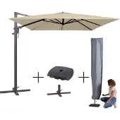 Madison Mega combi deal! parasol monaco flex iii ecru + voet + hoes