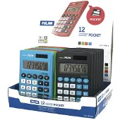 Milan Display Box 12 Calculators 8 Digit Pocket Zilver
