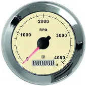 VETUS 0-4000rpm Tachometer 12-24v Zilver 100 mm