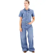 Pepe Jeans Pepe Jeansvoor vrouwen. PL230458 Overall Evelyn blauw (S), Casual, Katoen, Denim, Korte mouwen, Duurzaam