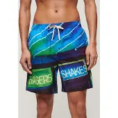 Superdry Heren Blauw zwempak met fotoprint (S), Strandkleding, Gerecycled polyester, Duurzaam M3010233A