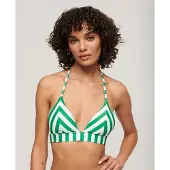 Superdry Dames Triangel bikinitop met groene strepen (XL), Strandkleding, Gerecycled polyester, Duurzaam W3010395A