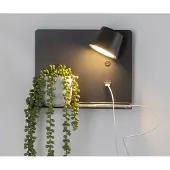 Ks Verlichting - wandlamp - Solution - zwart - leeslamp - USB - bedlamp - met schakelaar - 2700K - aluminium
