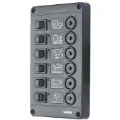 VETUS P6 Fuses Switches Panel With Circuit Breaker Zwart 12V