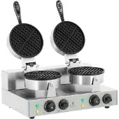 Royal Catering Wafelijzer - 2 x 1300 watt - Rond