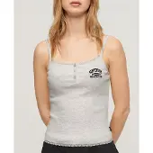 Superdry Athletic Essentials Button Down Cami Top Lichtgrijs Grootte: 14-16
