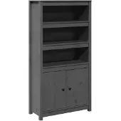 vidaXL Hoge kast 80x35x154 cm massief grenenhout grijs