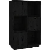 vidaXL Hoge kast 74x35x117 cm massief grenenhout zwart