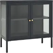 vidaXL Dressoir 70x35x70 cm staal en glas antracietkleurig