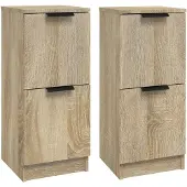 vidaXL Dressoirs 2 st 30x30x70 cm bewerkt hout sonoma eikenkleurig