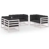 vidaXL 6-delige Loungeset met kussens massief grenenhout