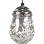Clayre & Eef LED Lantaarn Ø 9x15 cm Zilverkleurig Glas Zilverkleurig
