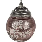 Clayre & Eef LED-lantaarn, diameter 11 cm, hoogte 15 cm, roze glas