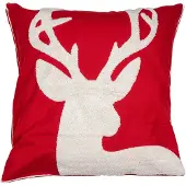 Clayre & Eef Kussenhoes 45x45 cm Rood Wit Polyester Vierkant Rendier Rood