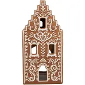 Clayre & Eef Waxinelichthouder Gingerbread house 7x7x15 cm Bruin Porselein Theelichthouder Bruin Theelichthouder