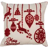 Clayre & Eef Kussenhoes 45x45 cm Wit Rood Polyester Vierkant Kerst Wit