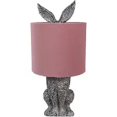 Clayre & Eef Tafel lamp, konijn, Ø 20x43 cm, bruin, roze, polyresin