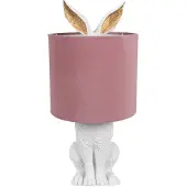 Clayre & Eef Tafellamp Konijn Ø 20x43 cm Wit Roze Kunststof Bureaulamp Wit Bureaulamp