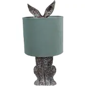 Clayre & Eef Tafellamp Konijn Ø 20x43 cm Bruin Groen Kunststof Bureaulamp Bruin Bureaulamp