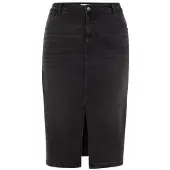 Blue Ridge - Dames High rise denim midi-rok - Curve - High waist - Donkergrijs - Katoen - Plus Size Maat: 50