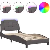 vidaXL Bedframe met LED zonder matras "Zadar" grijs 100x200 cm