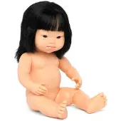 Miniland Asian Down Syndrome Baby Doll 38 Cm Zwart Kinderen