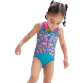 Speedo Digital Printed Swimsuit Blauw 6-9 Months Meisje