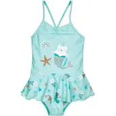 Playshoes Badpak 'Einhornmeerkatze' aqua / wit