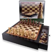 Aquamarine Lacquered Chess Set Board Game Goud Kinderen