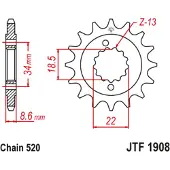 JT Sprockets 520 Ru Jtf1908.15rb Steel&rubber Front Sprocket Zilver 15t