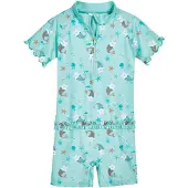 Playshoes UV-bescherming 'Einhornmeerkatze' bruin / mintgroen / wit