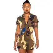 Grimey Glorified Camo Korte Mouw Romper