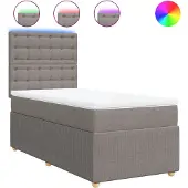 vidaXL Boxspring met matras stof taupe 80x200 cm