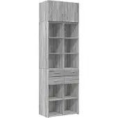 vidaXL Opbergkast 70x42,5x225 cm bewerkt hout grijs sonoma eikenkleur