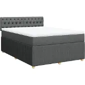 vidaXL Boxspring met matras stof donkergrijs 140x190 cm