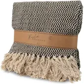 Jens Living SENZA Plaid - Deken - Visgraat motief - Recycled Katoen - 180 x 130 cm - Zwart