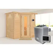 Karibu | Sahib 2 Sauna | Energiesparende Deur | Biokachel 9 kW Externe Bediening