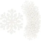 Springos Kersthanger | Sneeuwvlok | Wit | Glitter | Kunststof | 8 cm | 8 Stuks