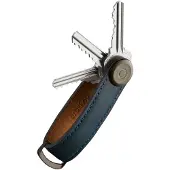 OrbitKey Blauwe leren sleutelhanger | Maat adult