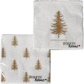 Boltze Servetten kerst wit / goud kerstboom. 2 sets van 20 stuks